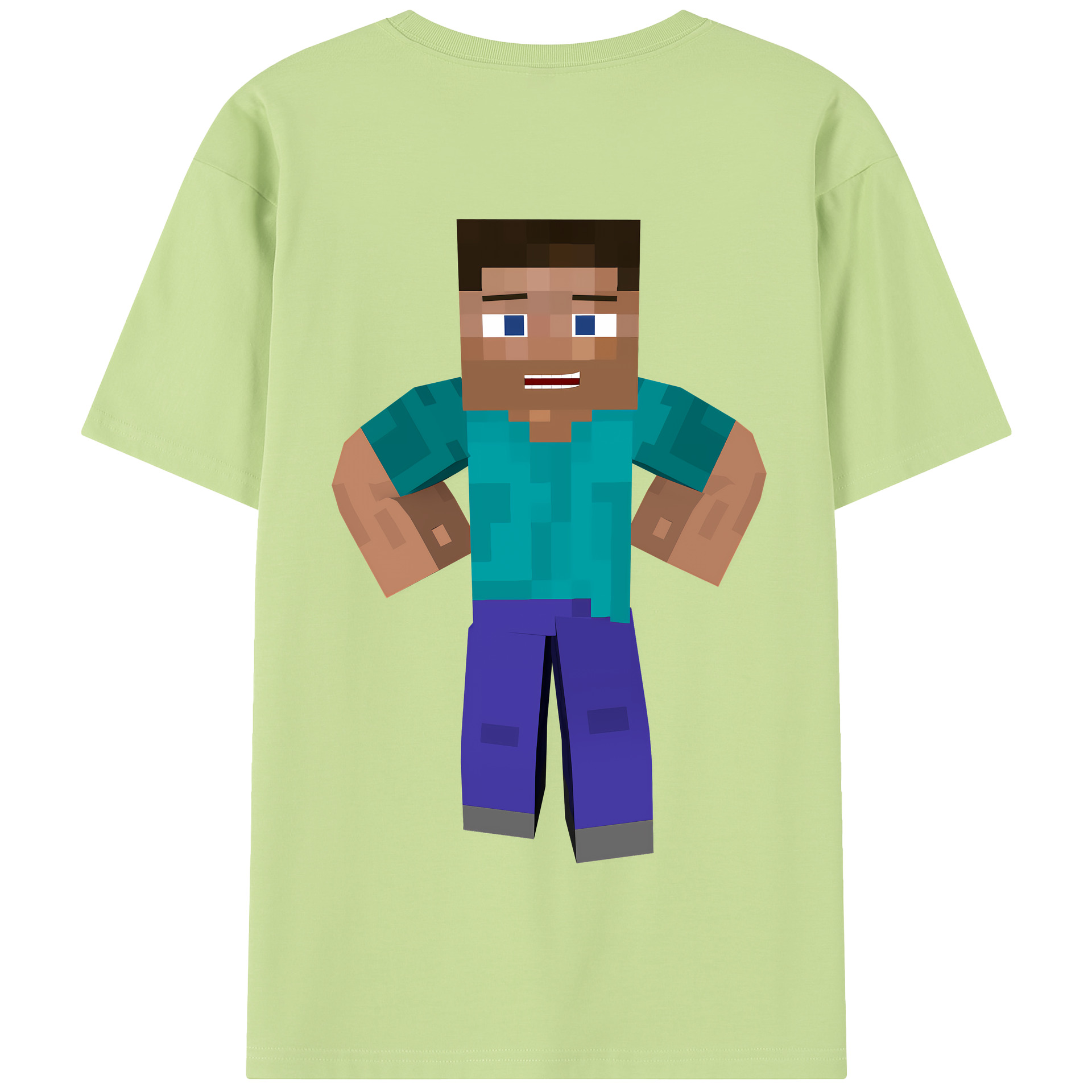 （画像用） マインクラフト ブロックの世界 Minecraft MC Block world 綿100％半袖Tシャツ（背面プリント）